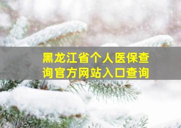 黑龙江省个人医保查询官方网站入口查询