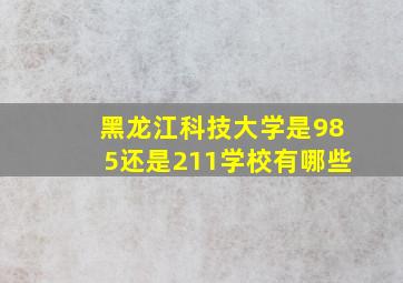 黑龙江科技大学是985还是211学校有哪些