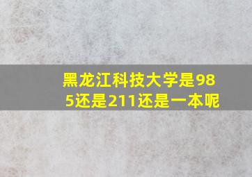 黑龙江科技大学是985还是211还是一本呢